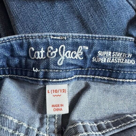 Cat & Jack Overalls Blue Jean Super Stretch Size L 10/12 - Picture 2 of 7